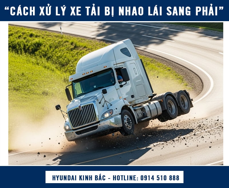 Xe tải bị nhao lái sang bên phải