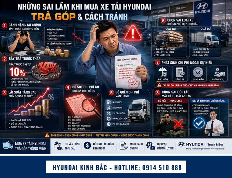 Những sai lầm phổ biến khi mua xe tải Hyundai trả góp