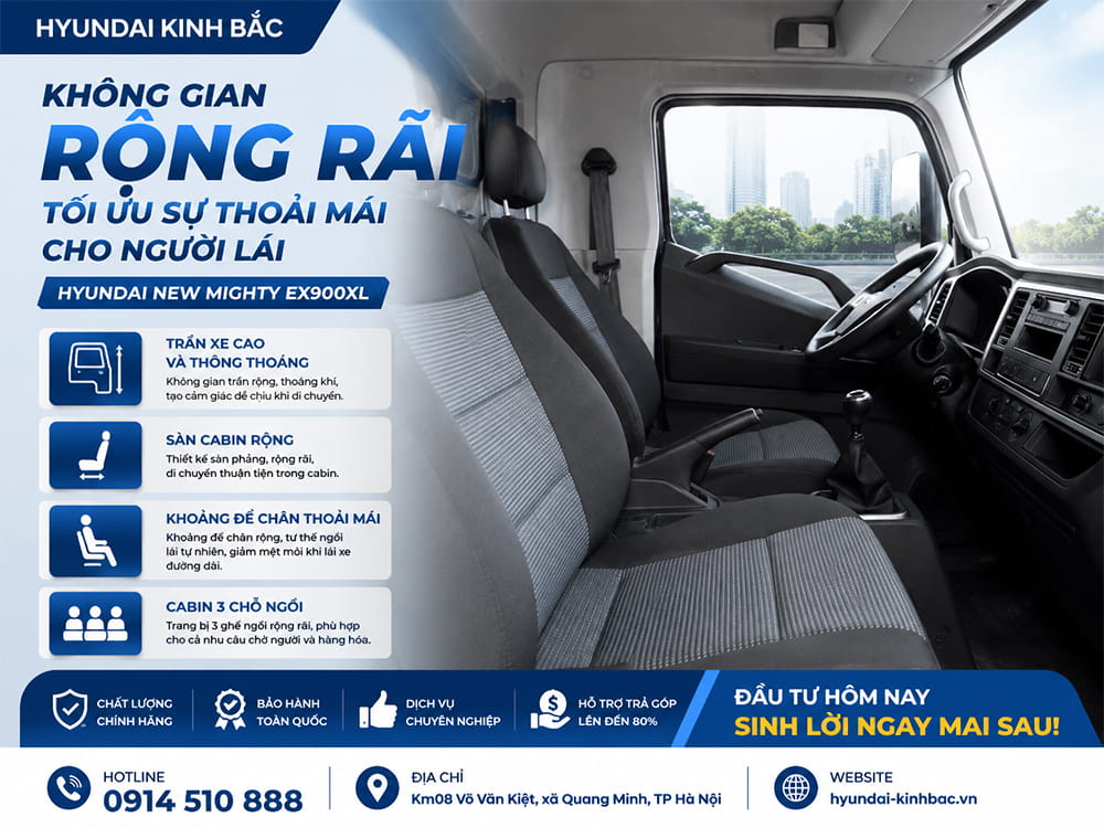 Cabin nội thất xe tải Mighty EX900XL