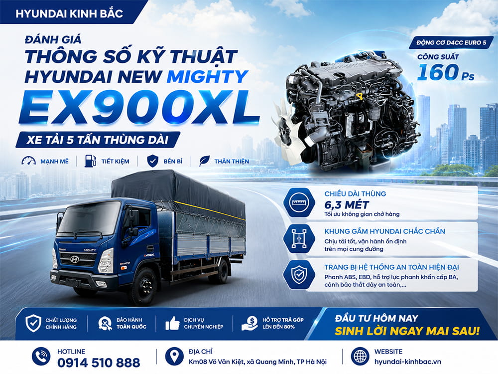 Đánh giá thông số kỹ thuật Hyundai New Mighty EX900XL