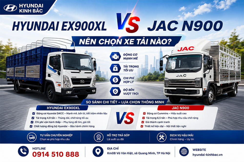 Hyundai EX900XL vs JAC N900 Nên chọn xe tải nào