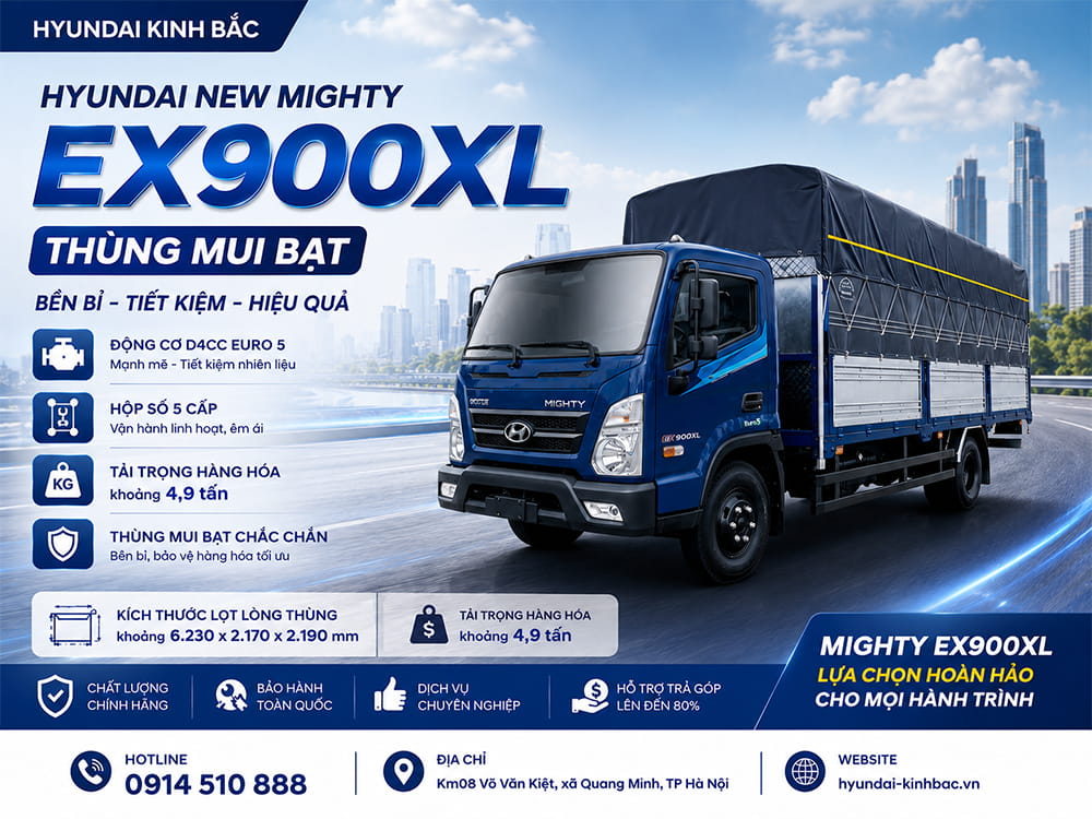 Mighty EX900XL thùng mui bạt