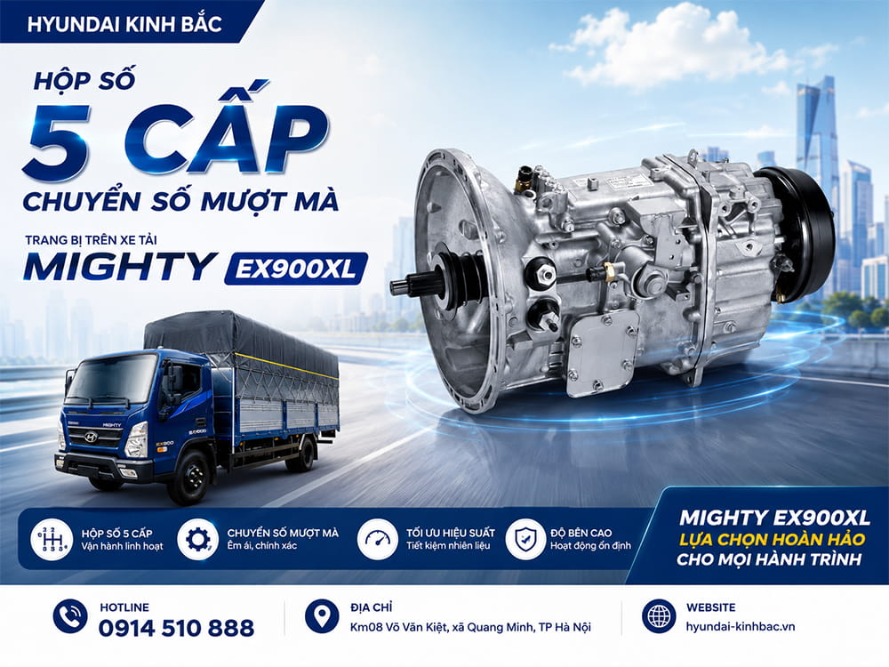 Trang bị hộp số sàn 5 cấp trên Mighty EX900XL