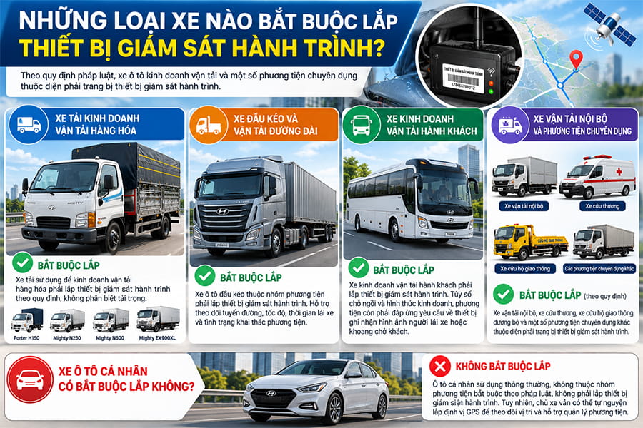 Những loại xe nào bắt buộc lắp thiết bị giám sát hành trình